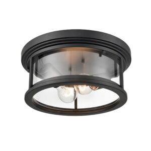 Millennium Lighting 4442-PBK Bresley Two Light Outdoor Semi Flush Powder Coated Black finish