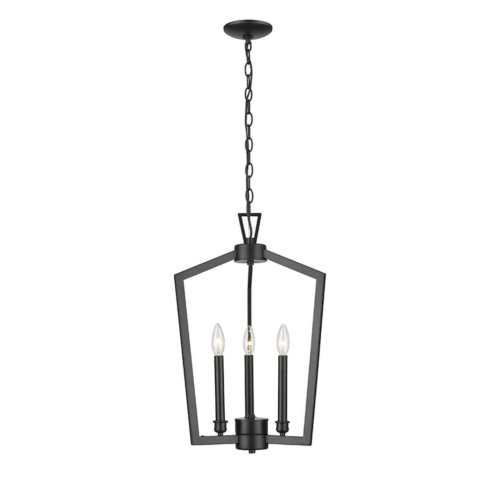 Millennium Lighting 4523-MB Lizabeth Three Light Pendant Matte Black finish