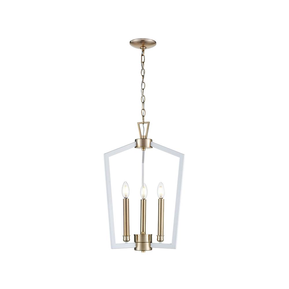 Millennium Lighting 4523-MW/MG Lizabeth Three Light Pendant Matte White finish Modern Gold finish