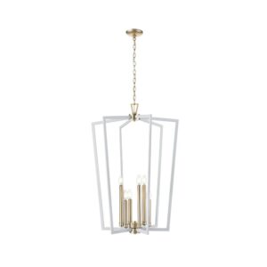 Millennium Lighting 4526-MW/MG Lizabeth Six Light Pendant Matte White finish Modern Gold finish