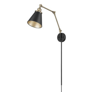 Millennium Lighting 10001-MB/VB Evonne One Light Swing Arm Sconce Matte Black finish Vintage Brass finish