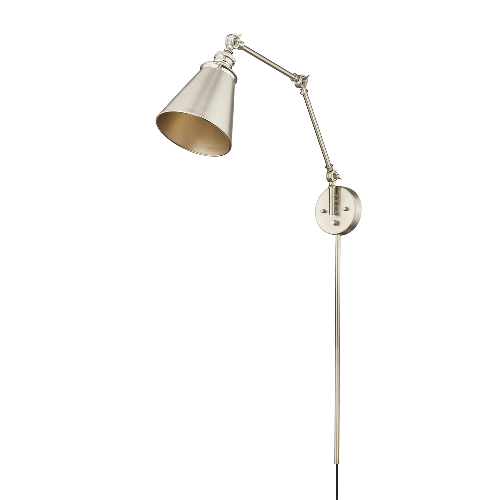 Millennium Lighting 10001-MG Evonne One Light Swing Arm Sconce Modern Gold finish