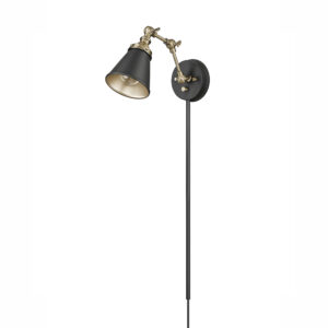 Millennium Lighting 12001-MB/VB Edith One Light Swing Arm Sconce Matte Black finish Vintage Brass finish