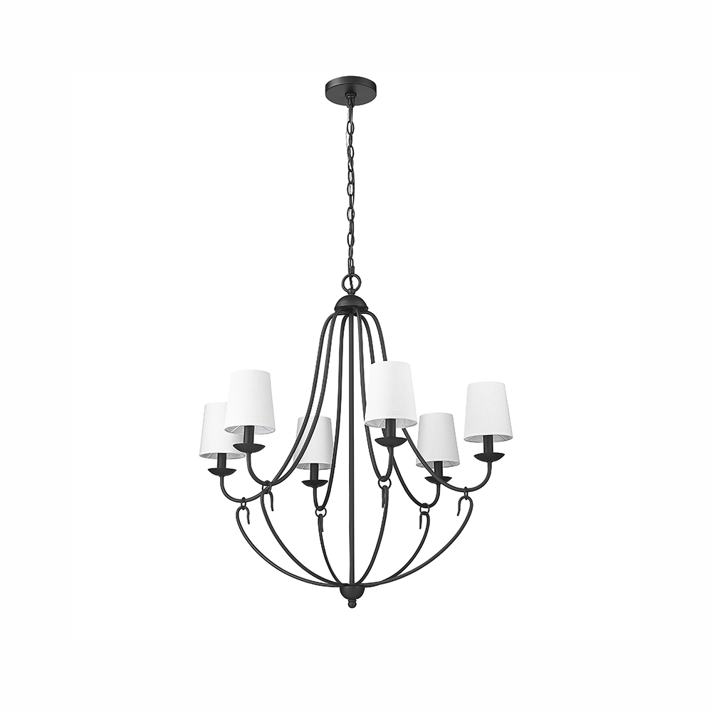 Millennium Lighting 12106-MB Eisley Six Light Chandelier Matte Black finish
