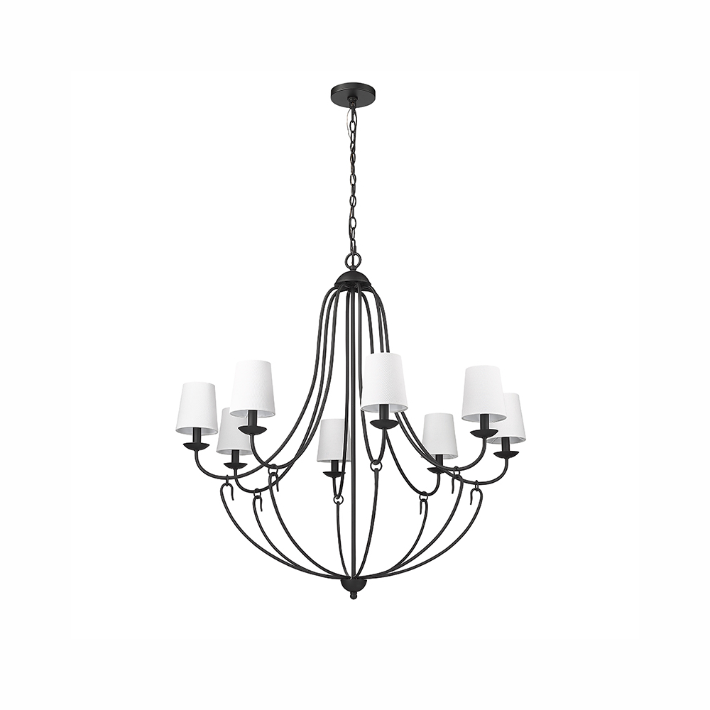 Millennium Lighting 12108-MB Eisley Ocho Light Chandelier Matte Black finish