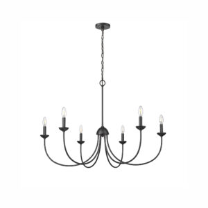 Millennium Lighting 12406-MB Huxley Six Light Chandelier Matte Black finish