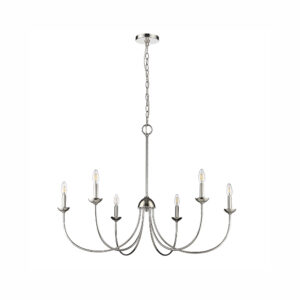 Millennium Lighting 12406-PN Huxley Six Light Chandelier Polished Nickel finish