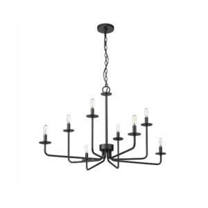 Millennium Lighting 12508-MB Marceline Eight Light Chandelier Matte Black finish