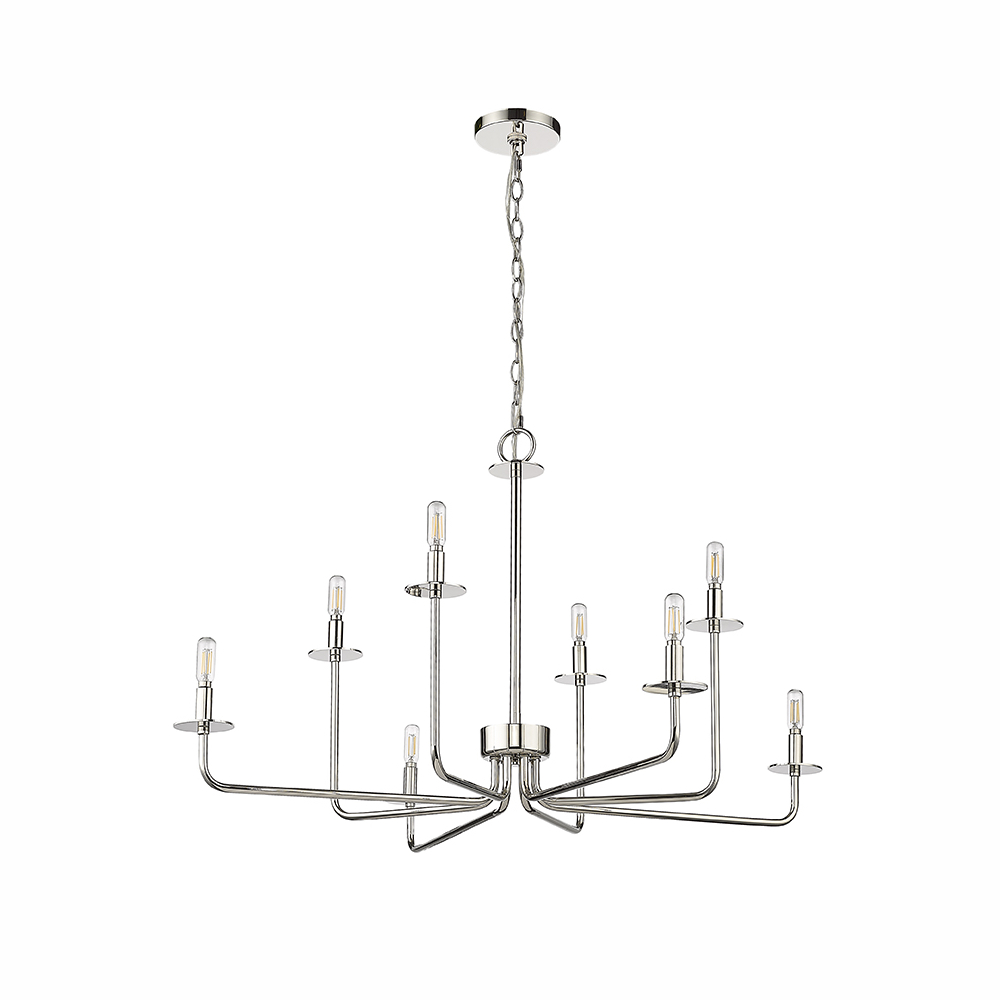 Millennium Lighting 12508-PN Marceline Eight Light Chandelier Polished Nickel finish
