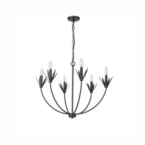 Millennium Lighting 12706-MB Primrose Six Light Chandelier Matte Black finish