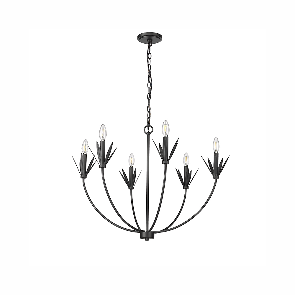 Millennium Lighting 12706-MB Primrose Six Light Chandelier Matte Black finish