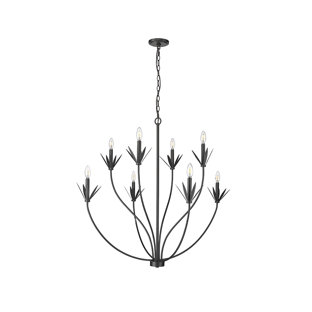Millennium Lighting 12708-MB Primrose Eight Light Chandelier Matte Black finish