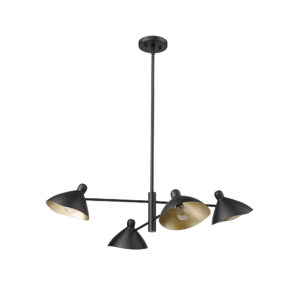 Millennium Lighting 12804-MB Warhol Four Light Chandelier Matte Black finish