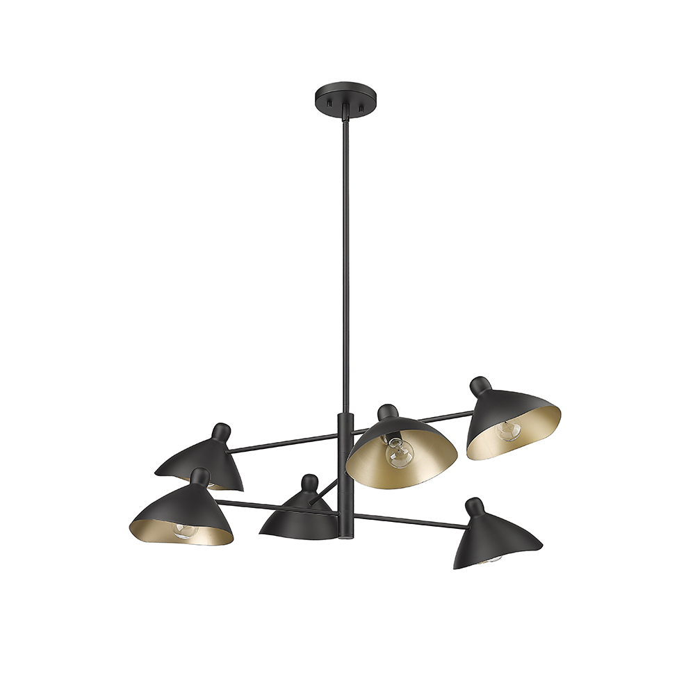 Millennium Lighting 12806-MB Warhol Six Light Chandelier Matte Black finish