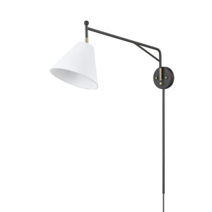 Millennium Lighting 13001-MB/VB Elane One Light Swing Arm Sconce Matte Black finish Vintage Brass finish