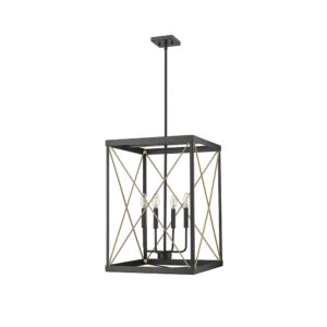 Millennium Lighting 13704-MB/PMG Terni Four Light Pendant Matte Black finish Painted Modern Gold finish