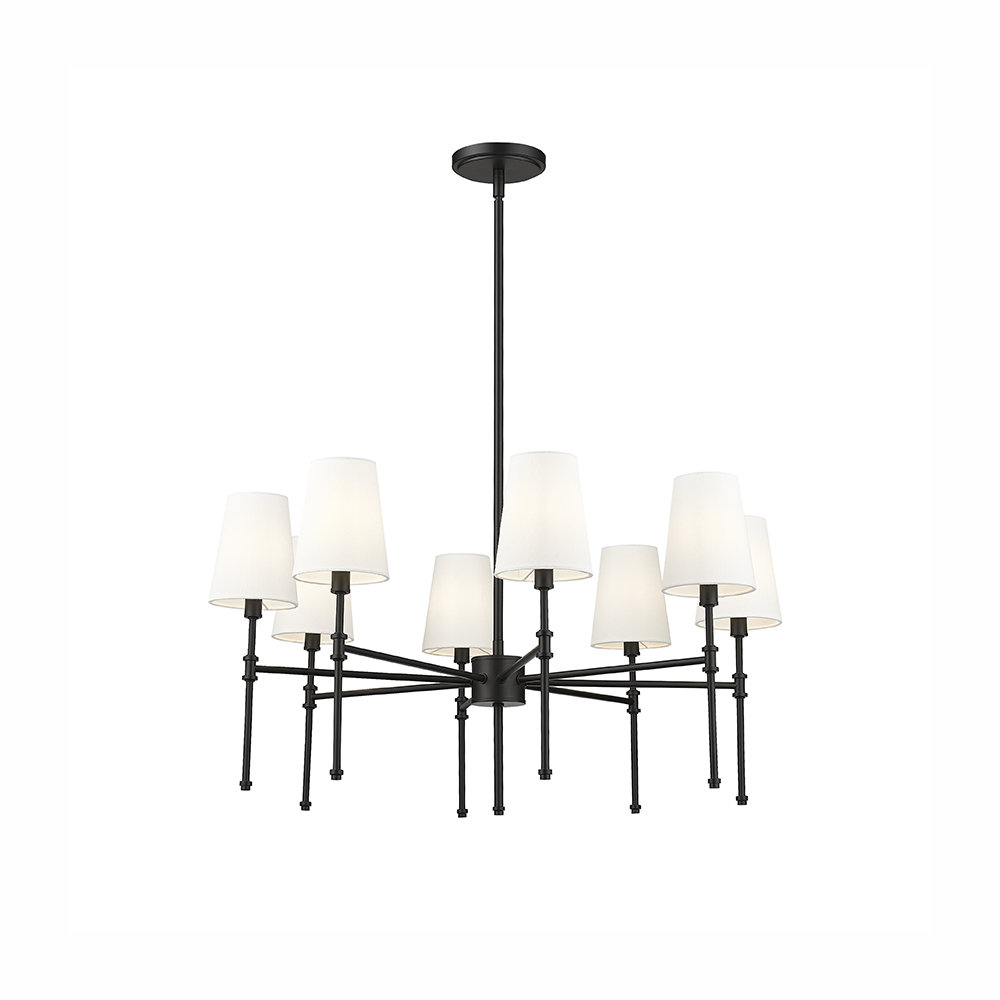 Millennium Lighting 16108-MB Adorra Eight Light Chandelier Matte Black finish