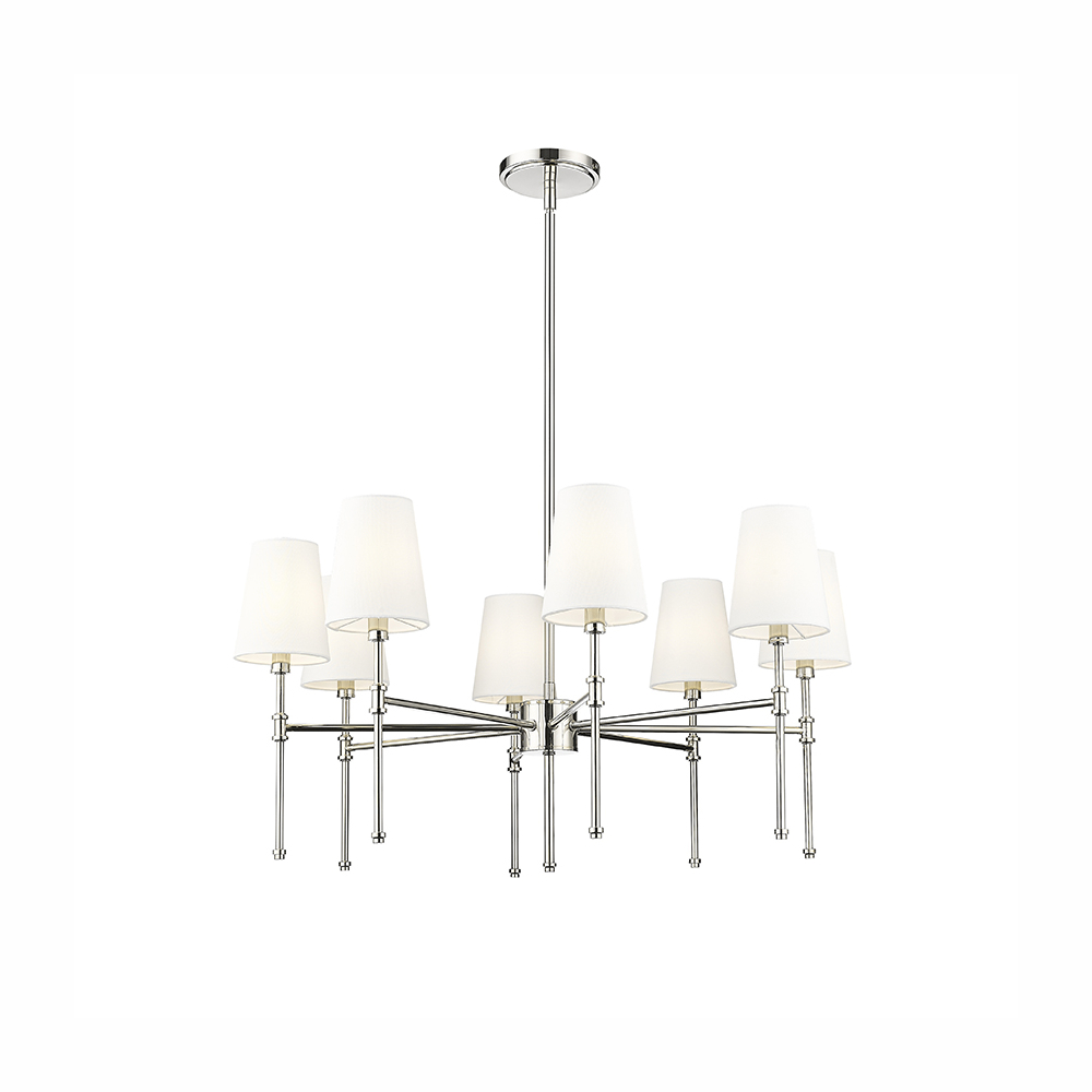 Millennium Lighting 16108-PN Adorra Eight Light Chandelier Polished Nickel finish