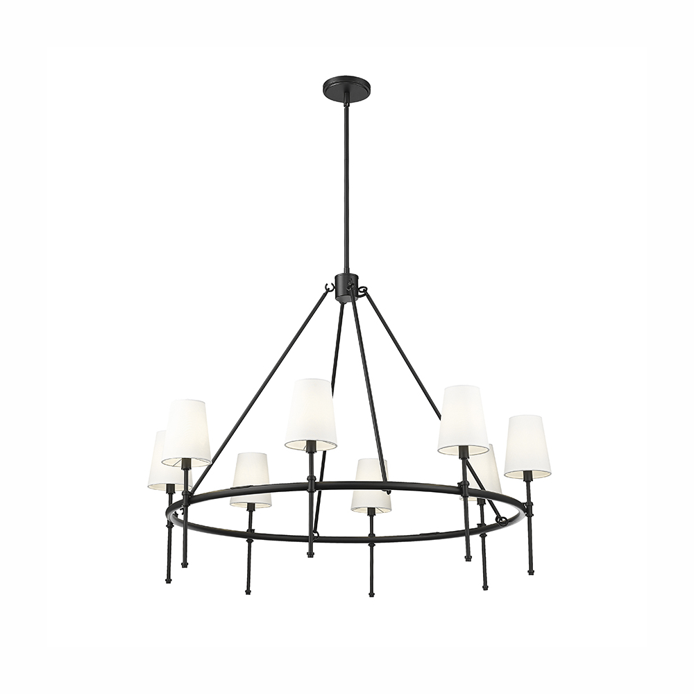 Millennium Lighting 16608-MB Adorra Eight Light Chandelier Matte Black finish