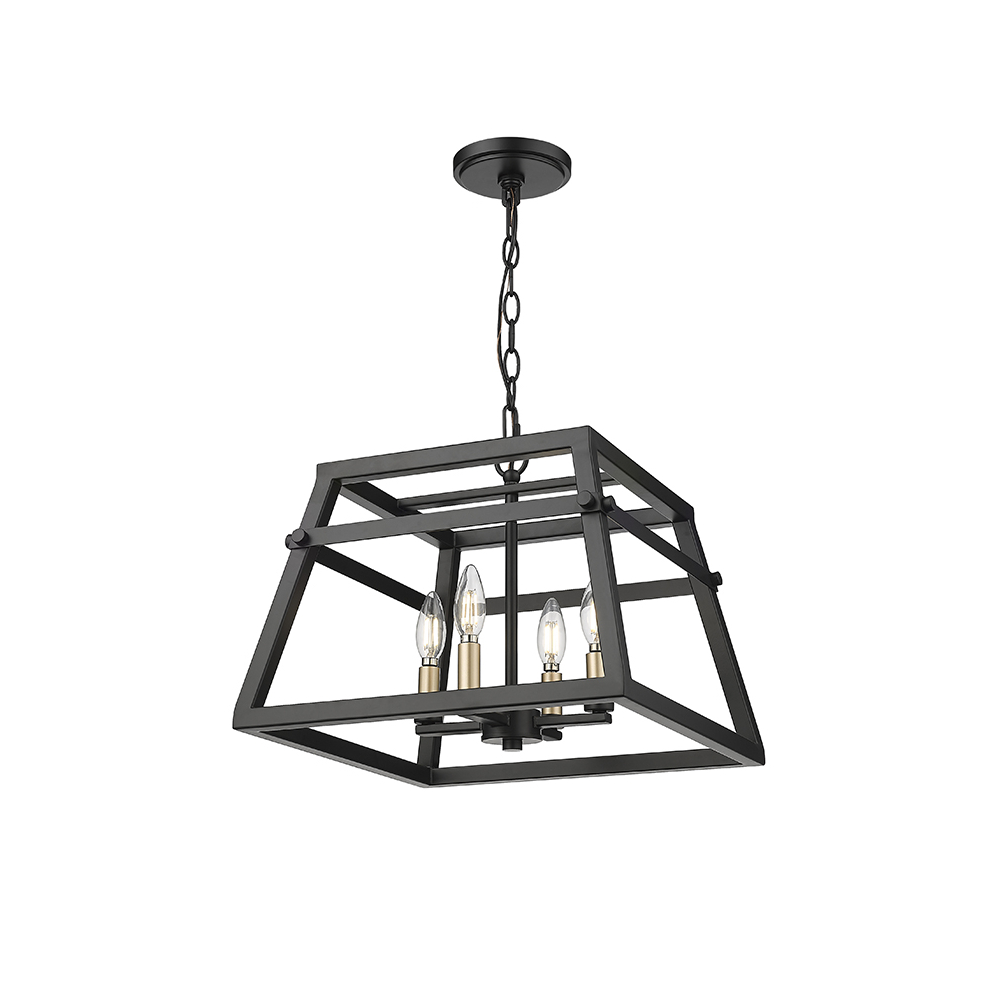 Millennium Lighting 19304-MB Tellsa Four Light Pendant Matte Black finish