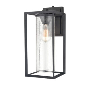 Millennium Lighting 4561-PBK Wheatland One Light Outdoor Wall Mount with Dusk to Dawn sensor Powder Coated Black finish