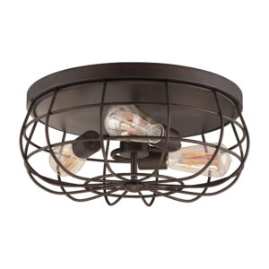 Millennium Lighting 5323-RBZ Neo-Industrial Three Light Flushmount Rubbed Bronze finish