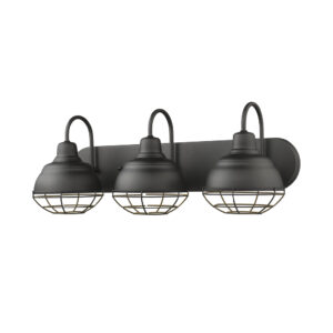 Millennium Lighting 5423-MB Neo-Industrial Three Light Vanity Matte Black finish