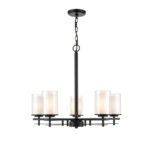 Millennium Lighting 5515-MB Huderson Five Light Chandelier Matte Black finish