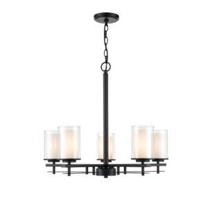 Millennium Lighting 5515-MB Huderson Five Light Chandelier Matte Black finish