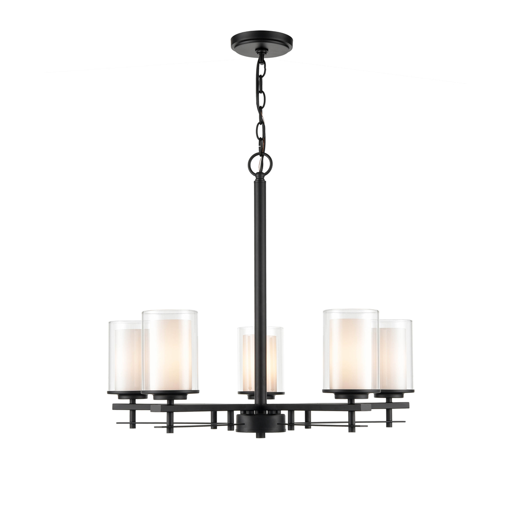 Millennium Lighting 5515-MB Huderson Five Light Chandelier Matte Black finish