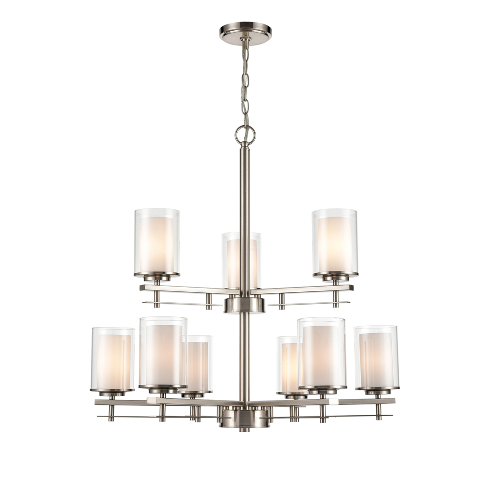Millennium Lighting 5519-BN Huderson Nine Light Chandelier Brushed Nickel finish