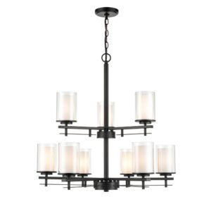 Millennium Lighting 5519-MB Huderson Nine Light Chandelier Matte Black finish