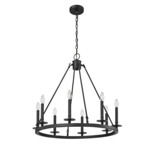 Millennium Lighting 6708-MB Florence Eight Light Chandelier Matte Black finish