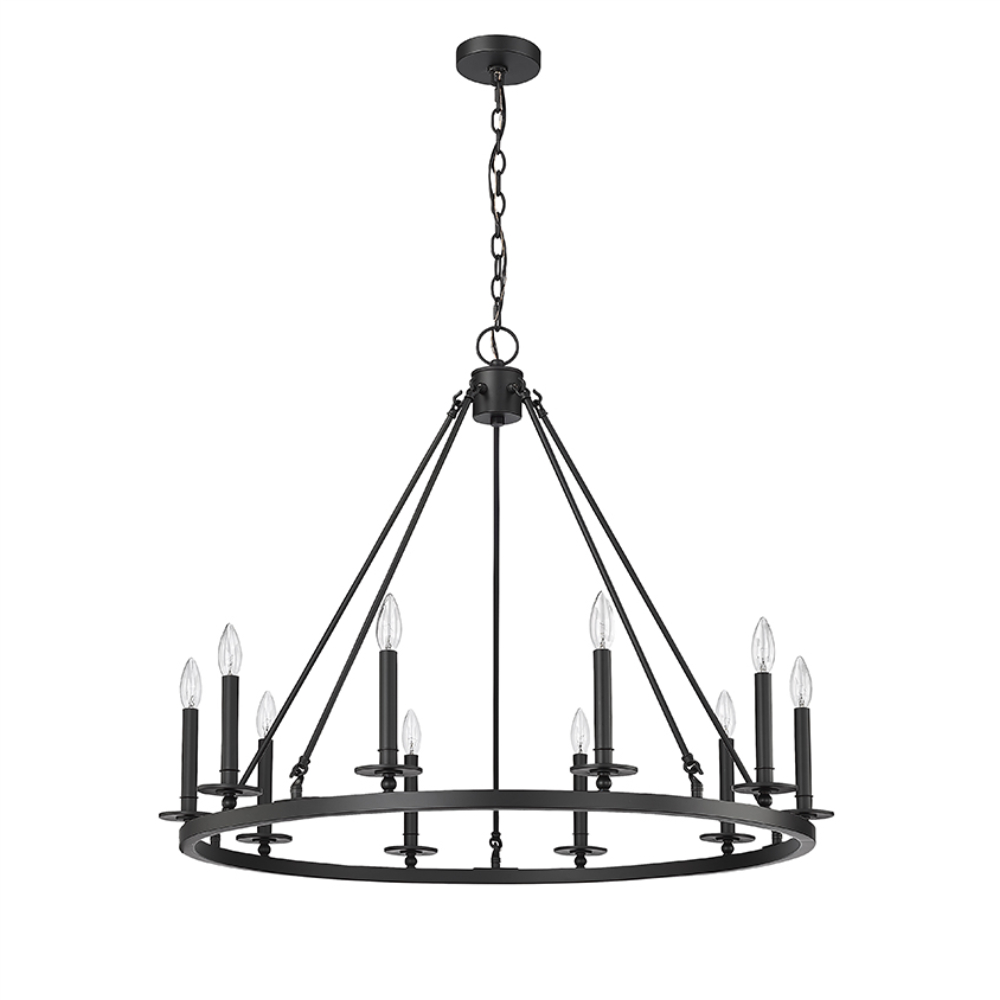 Millennium Lighting 6710-MB Florence Ten Light Chandelier Matte Black finish