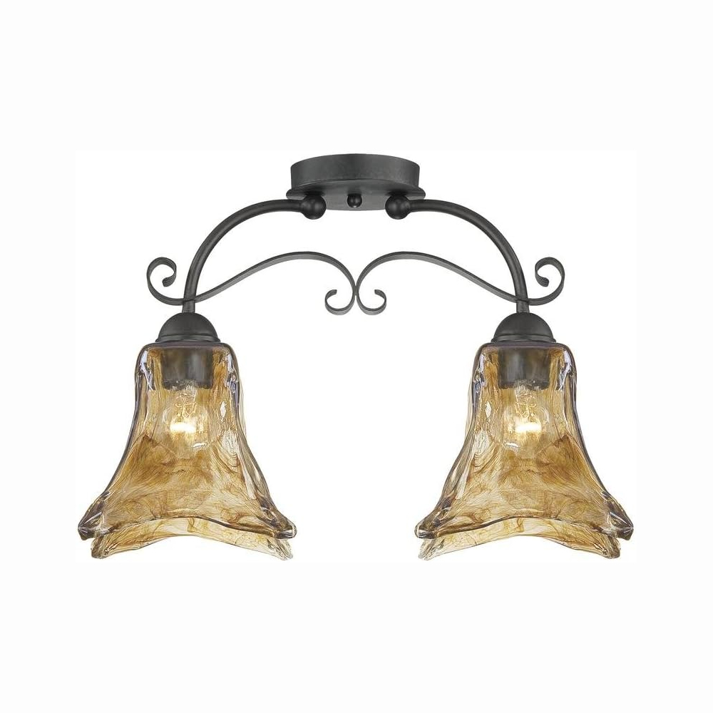 Millennium Lighting 7122-BG Chatsworth Two Light Semi Flush Burnished Gold finish