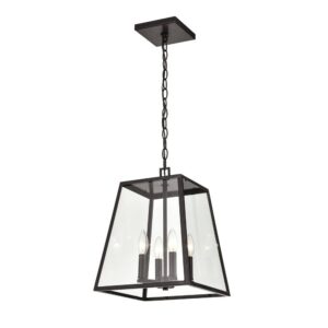 Millennium Lighting 8014-PBK Grant Four Light Outdoor Pendant Powder Coated Black finish