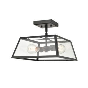 Millennium Lighting 8022-PBK Grant Two Light Outdoor Semi Flush Powder Coated Black finish