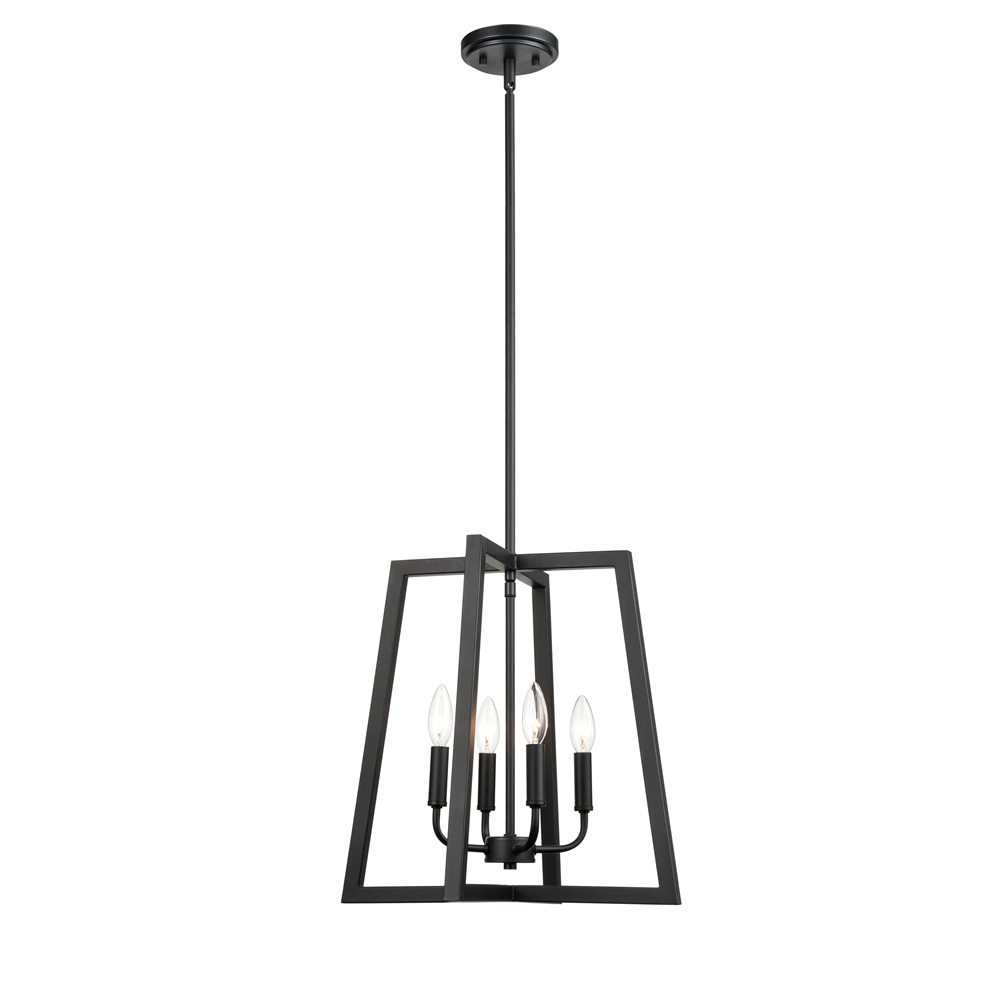 Millennium Lighting 8144-MB Four Light Pendant Matte Black finish