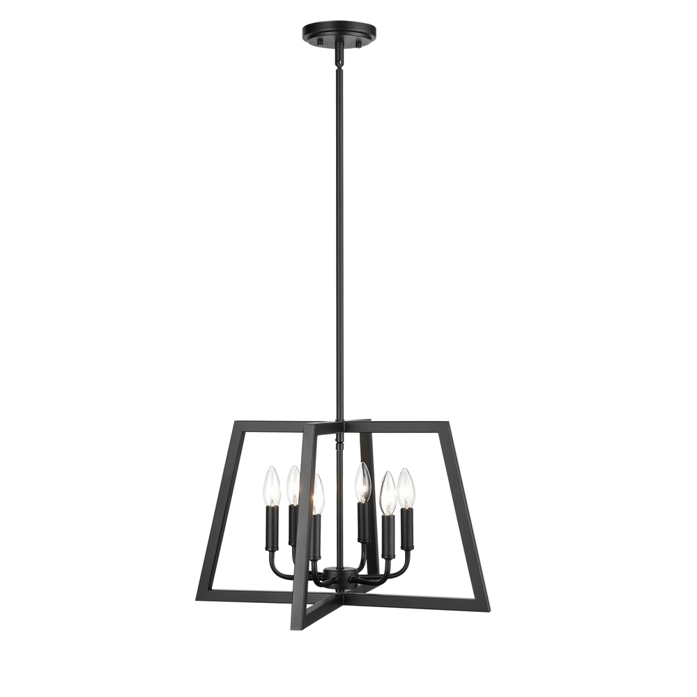 Millennium Lighting 8146-MB Six Light Pendant Matte Black finish