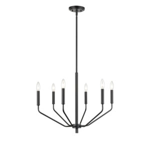 Millennium Lighting 8166-MB Laurel Six Light Chandelier Matte Black finish