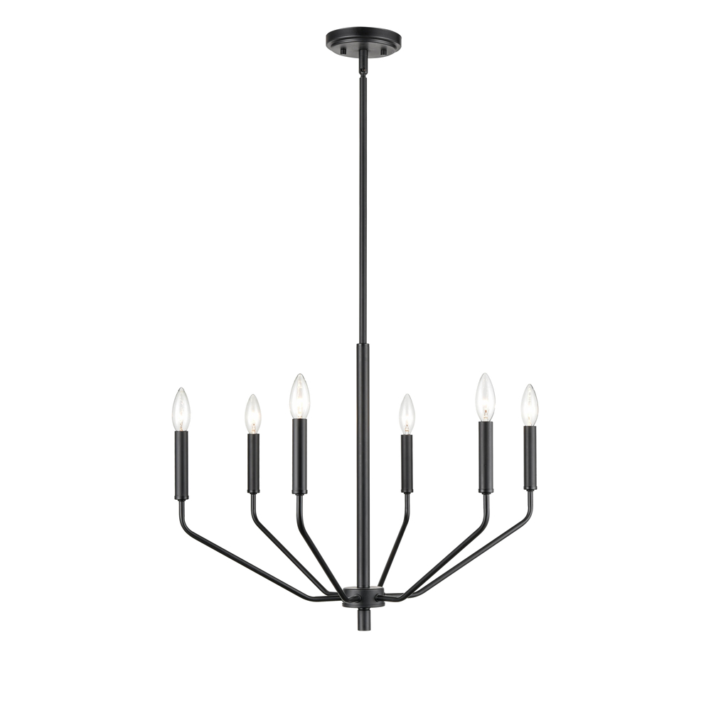 Millennium Lighting 8166-MB Laurel Six Light Chandelier Matte Black finish