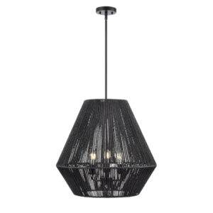 Millennium Lighting 9023-MB Elise Three Light Pendant Matte Black finish