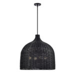 Millennium Lighting 9027-MB Elise Four Light Pendant Matte Black finish Black Rattan shade