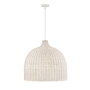 Millennium Lighting 9027-WH Elise Four Light Pendant Matte White Finish White Rattan shade