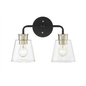 Millennium Lighting 9132-MB/MG Cameron Two Light Vanity Matte Black finish Modern Gold finish