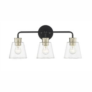 Millennium Lighting 9133-MB/MG Cameron Three Light Vanity Matte Black finish Modern Gold finish