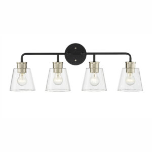 Millennium Lighting 9134-MB/MG Cameron Four Light Vanity Matte Black finish Modern Gold finish