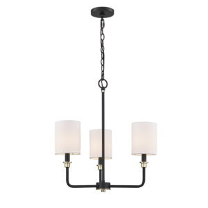 Millennium Lighting 9143-MB/MG Chelsea Three Light Chandelier Matte Black finish Modern Gold finish