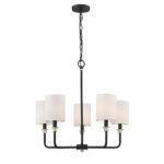 Millennium Lighting 9145-MB/MG Chelsea Five Light Chandelier Matte Black finish Modern Gold finish