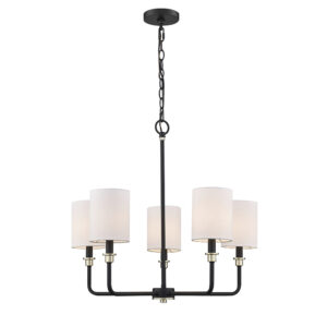 Millennium Lighting 9145-MB/MG Chelsea Five Light Chandelier Matte Black finish Modern Gold finish